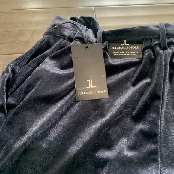 Jules & Leopold Pull On Slim Leg Ankle Length Blue Velvet Pants NWT size small - Picture 5 of 6